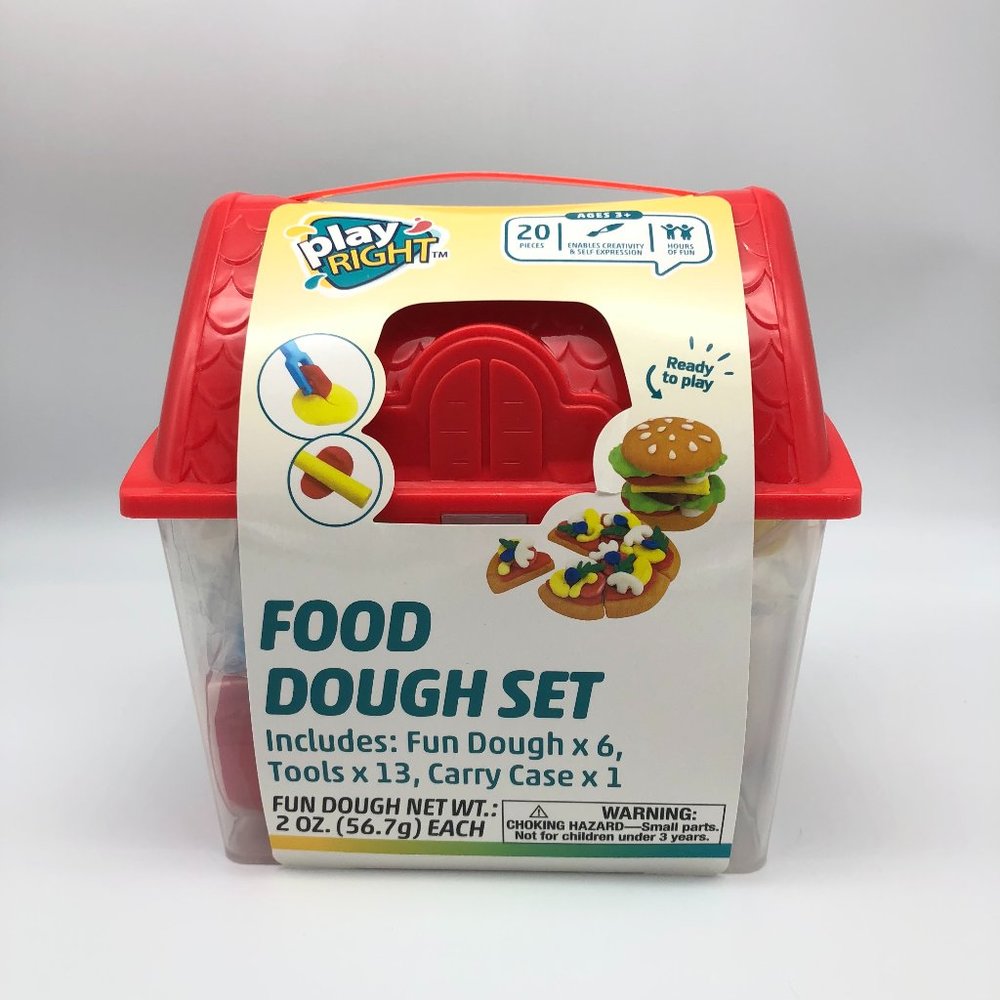 Play Right 20pc Food Hamburger Pizza Play Dough Set, Kids Toy NEW